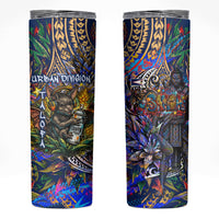 American Samoa Warrior Skinny Tumbler Polynesian Fruit Bat Talofa Urban Graffiti Street Art TS04 Blue Yellow - Polynesian Pride