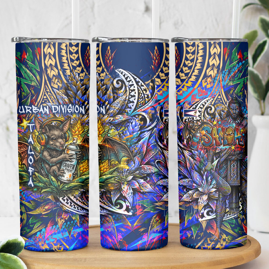 American Samoa Warrior Skinny Tumbler Polynesian Fruit Bat Talofa Urban Graffiti Street Art TS04 - Polynesian Pride