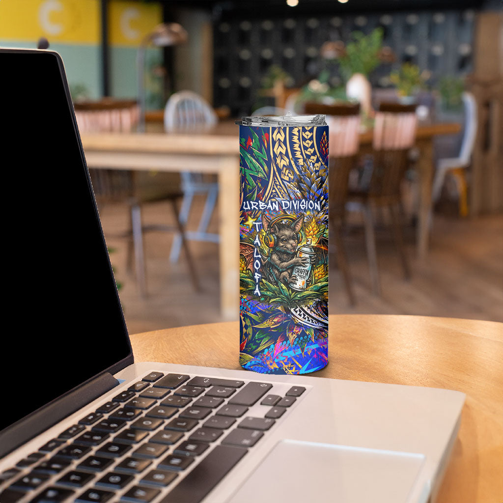 American Samoa Warrior Skinny Tumbler Polynesian Fruit Bat Talofa Urban Graffiti Street Art TS04 - Polynesian Pride