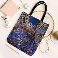 American Samoa Warrior Tote Bag Polynesian Fruit Bat Talofa Urban Graffiti Street Art TS04 Black Strap One Size Blue Yellow - Polynesian Pride
