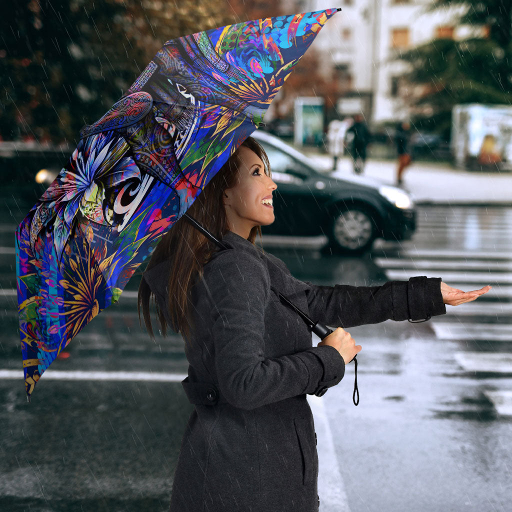 American Samoa Warrior Umbrella Polynesian Fruit Bat Talofa Urban Graffiti Street Art