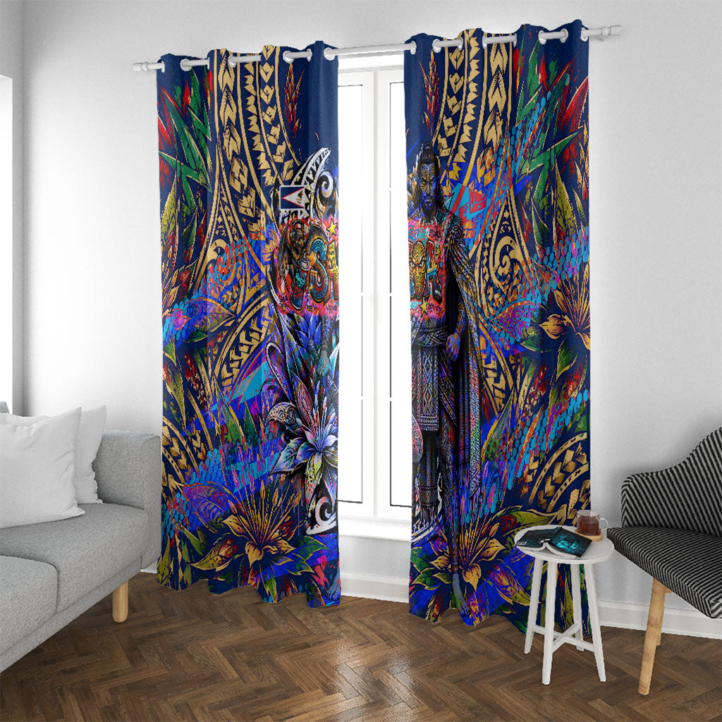 American Samoa Warrior Window Curtain Polynesian Fruit Bat Talofa Urban Graffiti Street Art