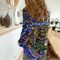 American Samoa Warrior Women Casual Shirt Polynesian Fruit Bat Talofa Urban Graffiti Street Art TS04 - Polynesian Pride