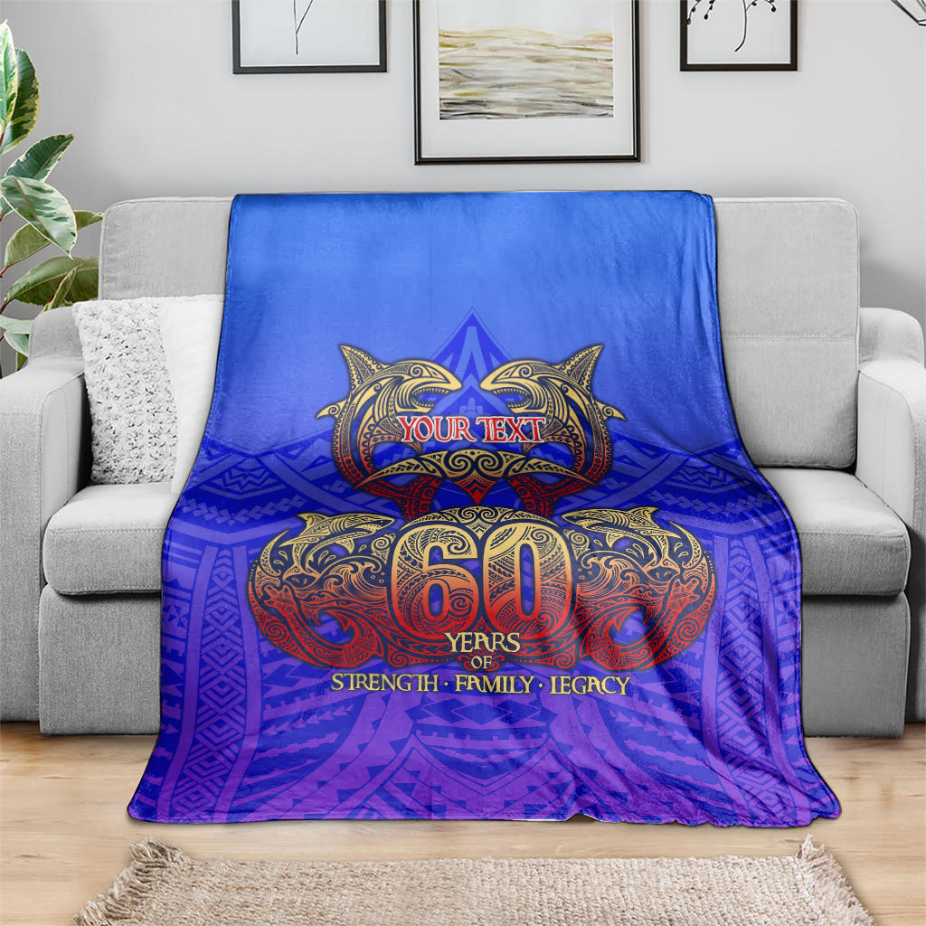 Personalized Polynesian 60th Birthday Blanket Polynesian Tribal Art Vintage Ocean Pattern TS04 - Polynesian Pride