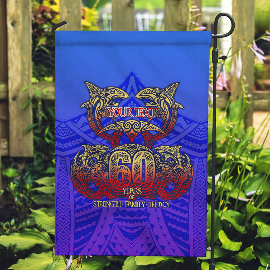 Personalized Polynesian 60th Birthday Garden Flag Polynesian Tribal Art Vintage Ocean Pattern TS04 Garden Flag Blue Yellow - Polynesian Pride