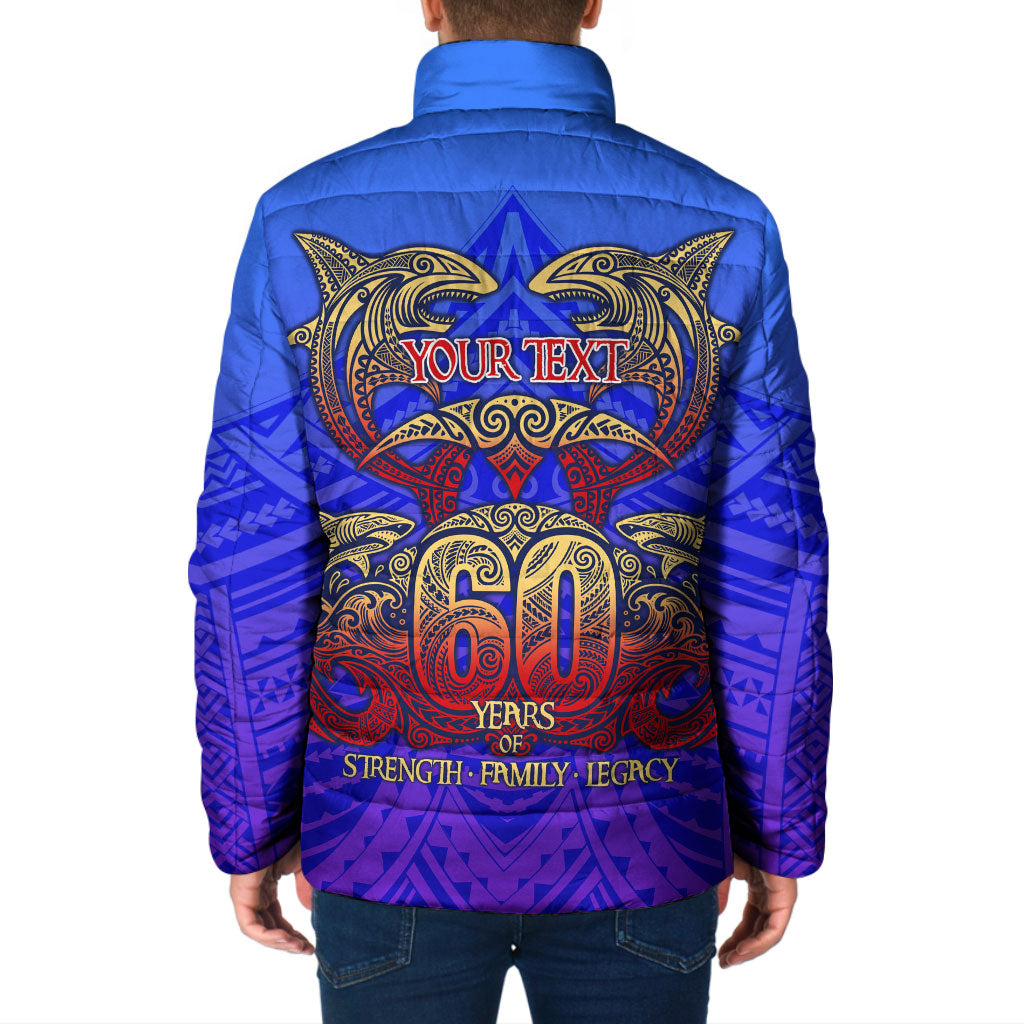 Personalized Polynesian 60th Birthday Padded Jacket Polynesian Tribal Art Vintage Ocean Pattern TS04 - Polynesian Pride