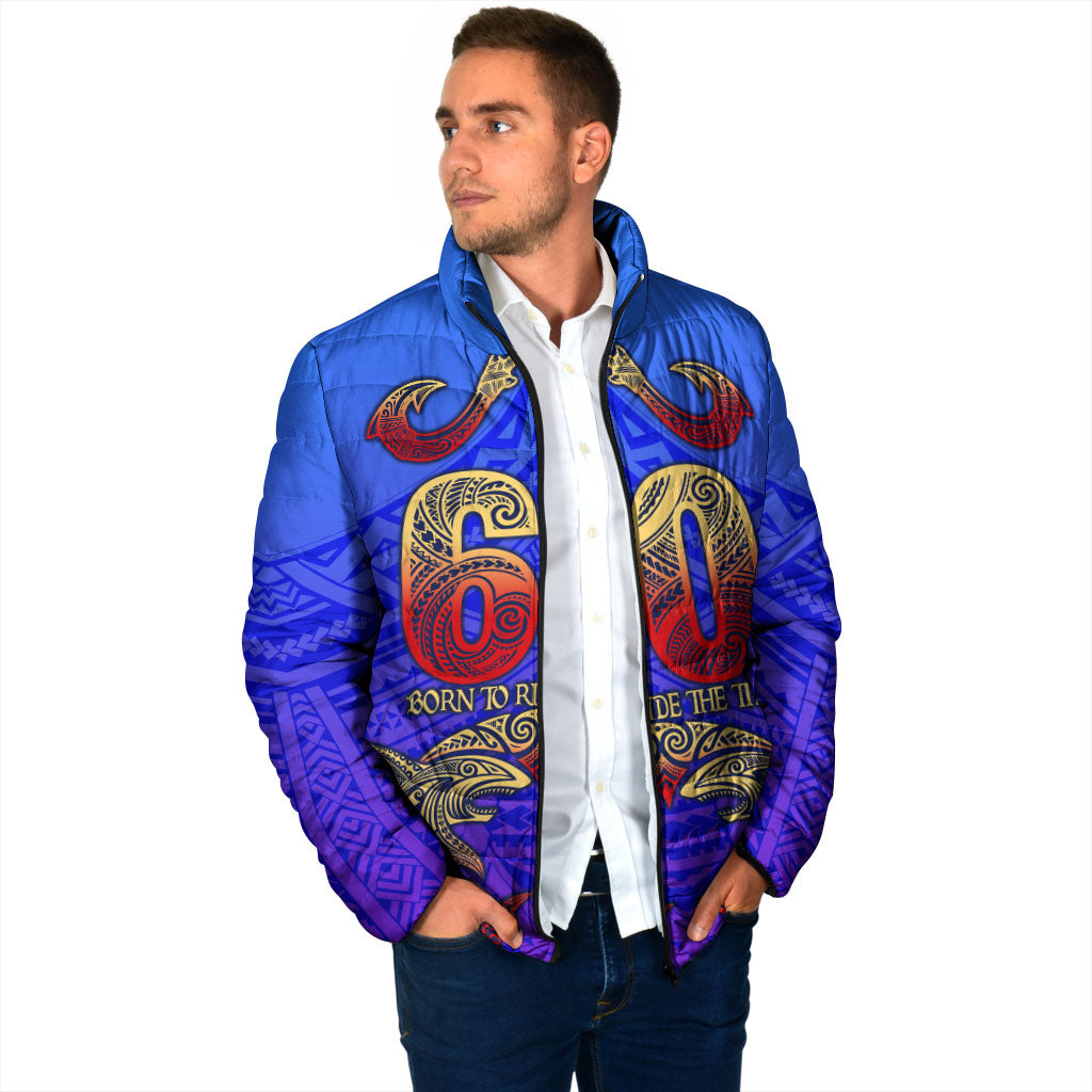 Personalized Polynesian 60th Birthday Padded Jacket Polynesian Tribal Art Vintage Ocean Pattern TS04 - Polynesian Pride