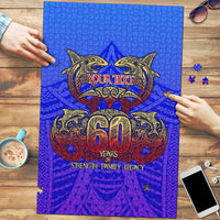 Personalized Polynesian 60th Birthday Puzzle Polynesian Tribal Art Vintage Ocean Pattern TS04 Blue Yellow - Polynesian Pride