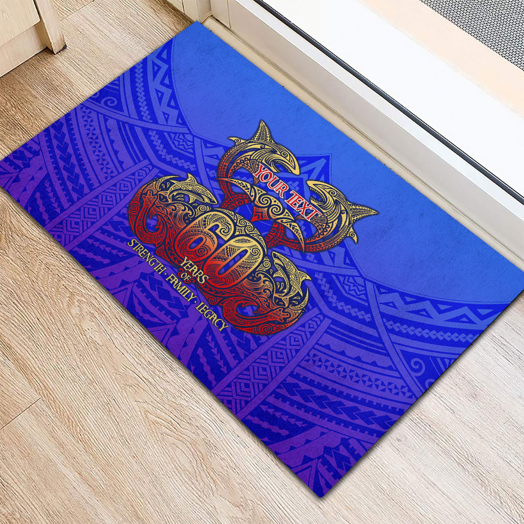 Personalized Polynesian 60th Birthday Rubber Doormat Polynesian Tribal Art Vintage Ocean Pattern TS04 - Polynesian Pride