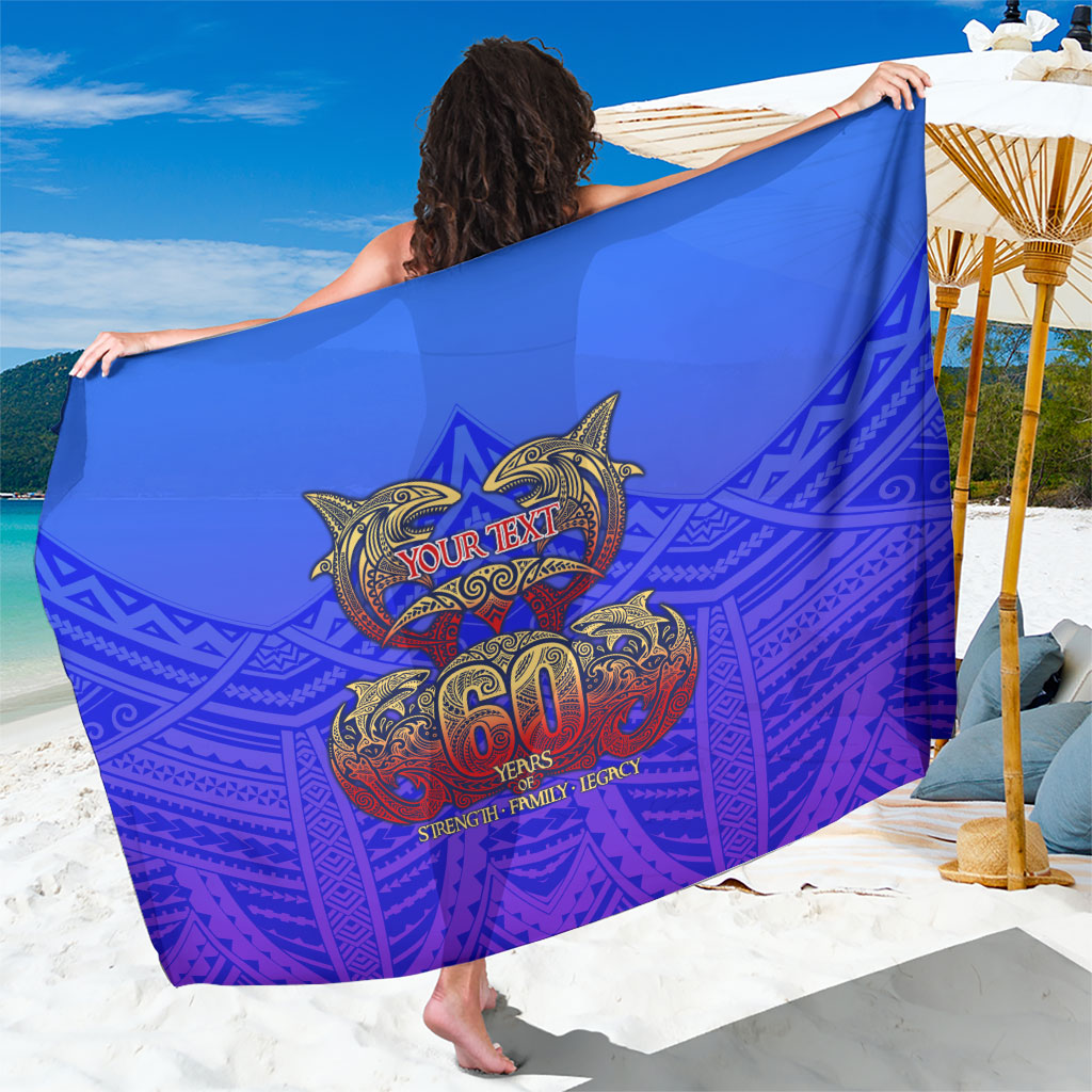 Personalized Polynesian 60th Birthday Sarong Polynesian Tribal Art Vintage Ocean Pattern TS04 One Size 44 x 66 inches Blue Yellow - Polynesian Pride