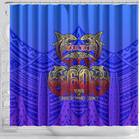 Personalized Polynesian 60th Birthday Shower Curtain Polynesian Tribal Art Vintage Ocean Pattern TS04 - Polynesian Pride