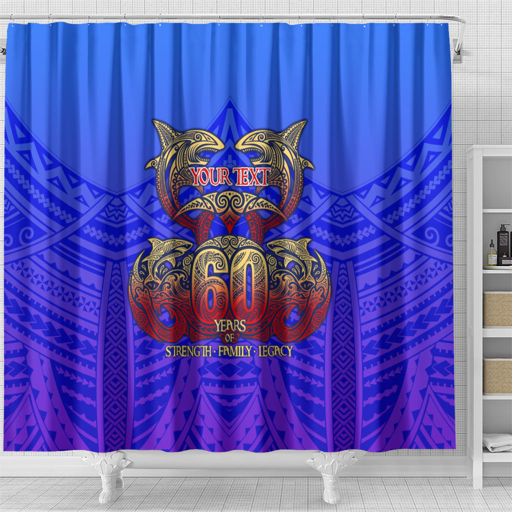 Personalized Polynesian 60th Birthday Shower Curtain Polynesian Tribal Art Vintage Ocean Pattern TS04 - Polynesian Pride