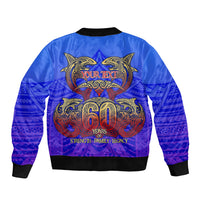 Personalized Polynesian 60th Birthday Sleeve Zip Bomber Jacket Polynesian Tribal Art Vintage Ocean Pattern TS04 - Polynesian Pride
