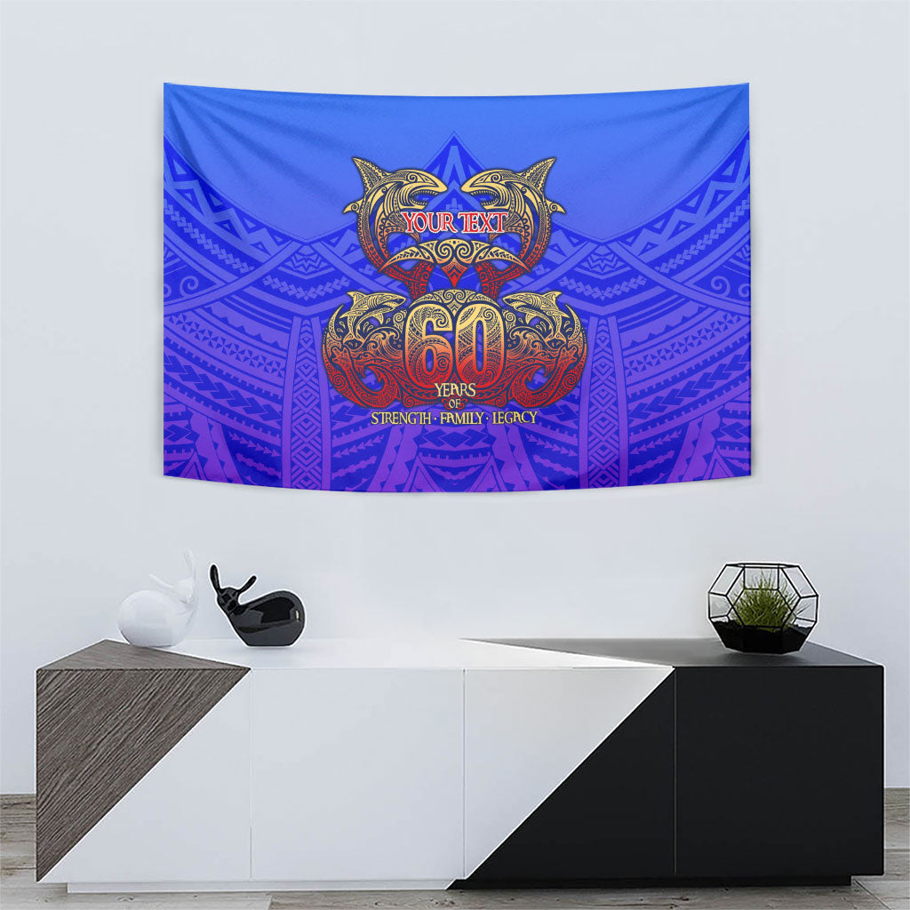 Personalized Polynesian 60th Birthday Tapestry Polynesian Tribal Art Vintage Ocean Pattern TS04 - Polynesian Pride