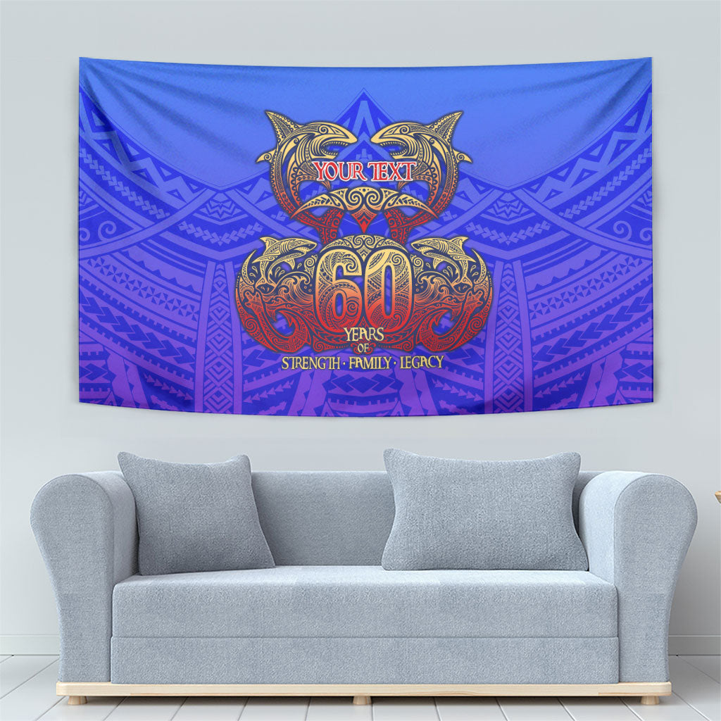 Personalized Polynesian 60th Birthday Tapestry Polynesian Tribal Art Vintage Ocean Pattern TS04 - Polynesian Pride