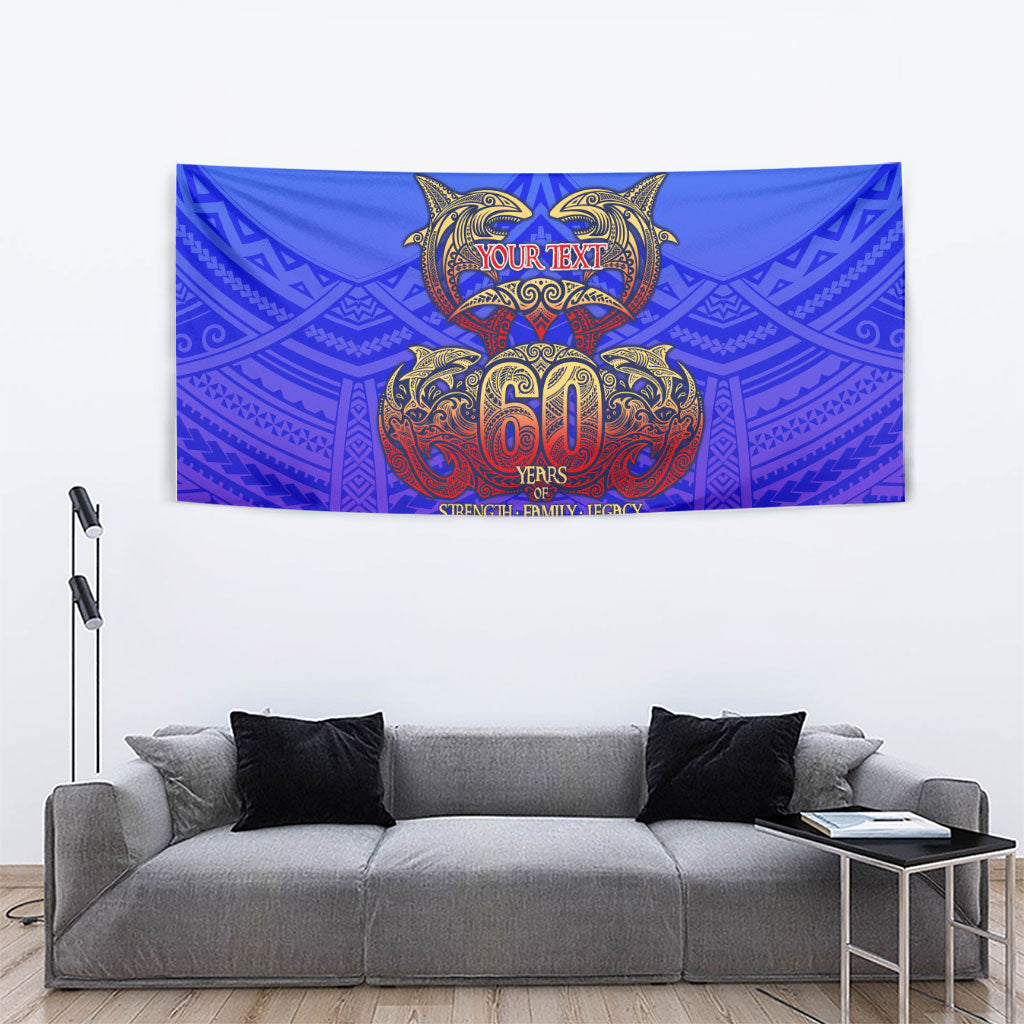 Personalized Polynesian 60th Birthday Tapestry Polynesian Tribal Art Vintage Ocean Pattern TS04 - Polynesian Pride