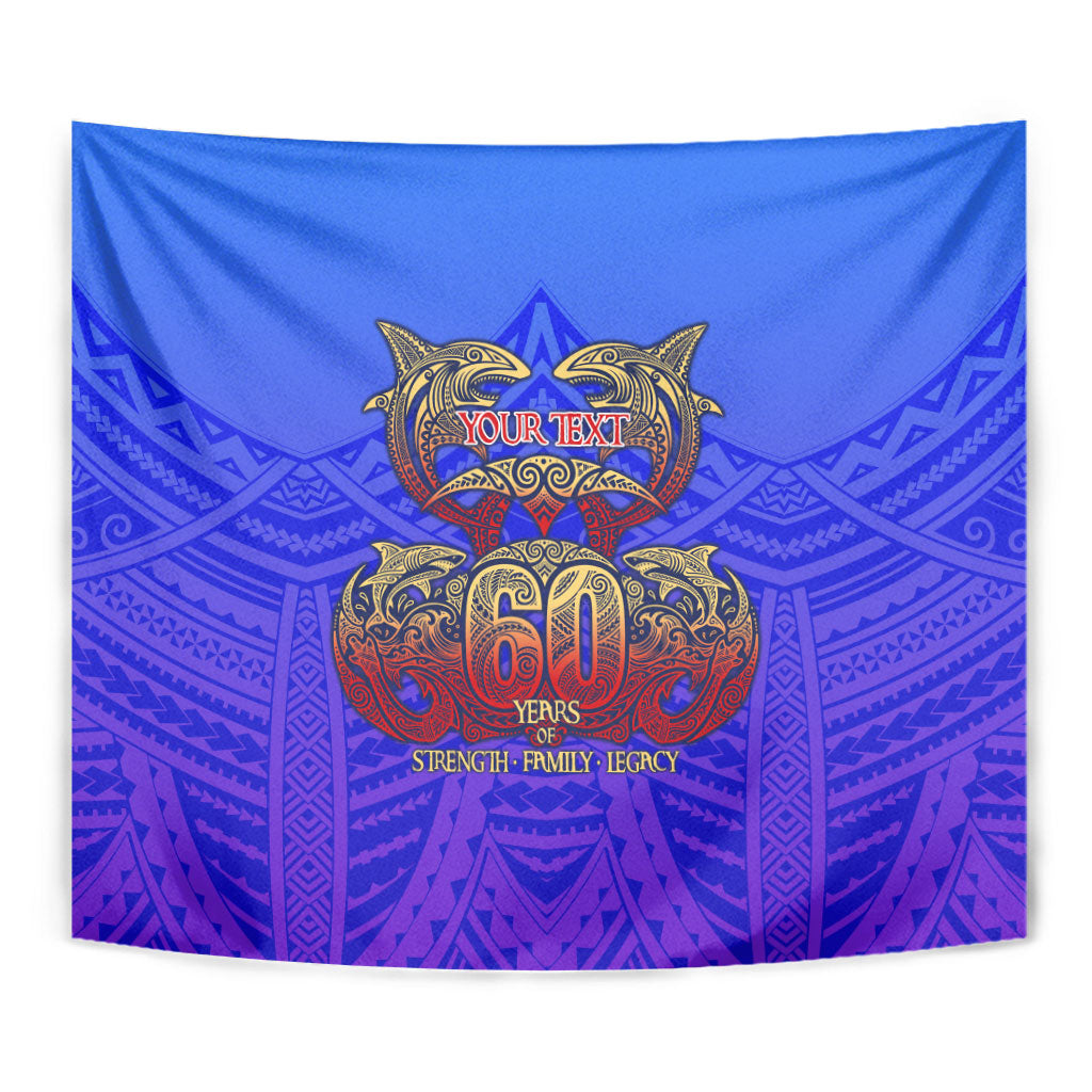 Personalized Polynesian 60th Birthday Tapestry Polynesian Tribal Art Vintage Ocean Pattern TS04 - Polynesian Pride