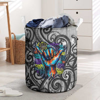 Chur Bro Shaka Sign Laundry Basket New Zealand Koru Colorful Graffiti Splash TS04 Multicolor - Polynesian Pride