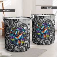 Chur Bro Shaka Sign Laundry Basket New Zealand Koru Colorful Graffiti Splash TS04 - Polynesian Pride