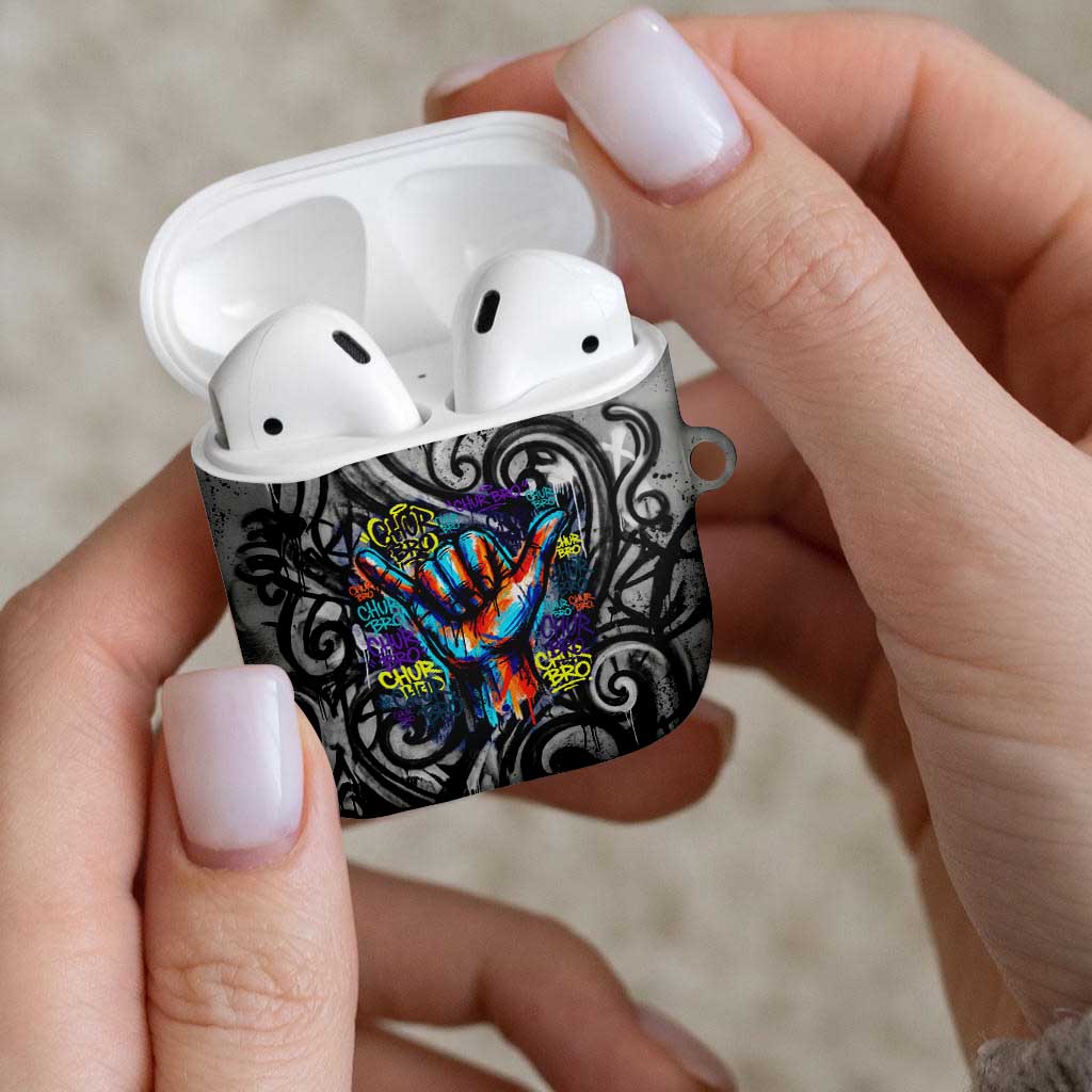 Chur Bro Shaka Sign AirPods Case New Zealand Koru Colorful Graffiti Splash TS04 - Polynesian Pride