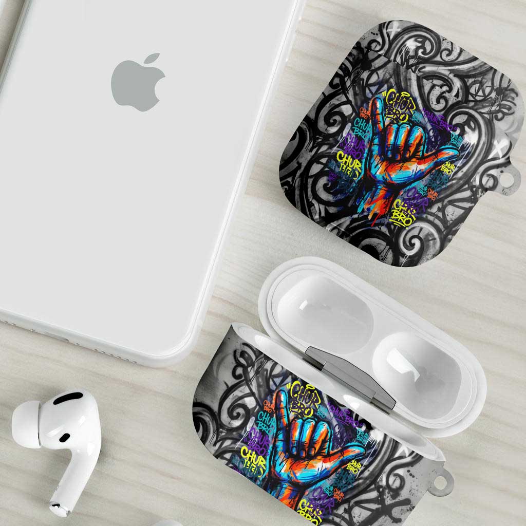 Chur Bro Shaka Sign AirPods Case New Zealand Koru Colorful Graffiti Splash TS04 - Polynesian Pride