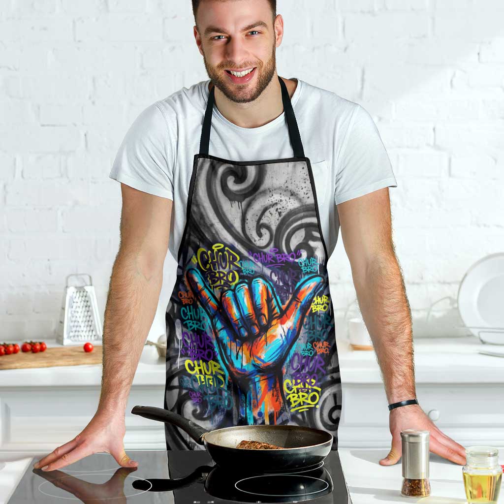 Chur Bro Shaka Sign Apron New Zealand Koru Colorful Graffiti Splash TS04 - Polynesian Pride