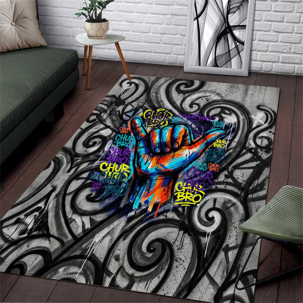 Chur Bro Shaka Sign Area Rug New Zealand Koru Colorful Graffiti Splash TS04 Multicolor - Polynesian Pride