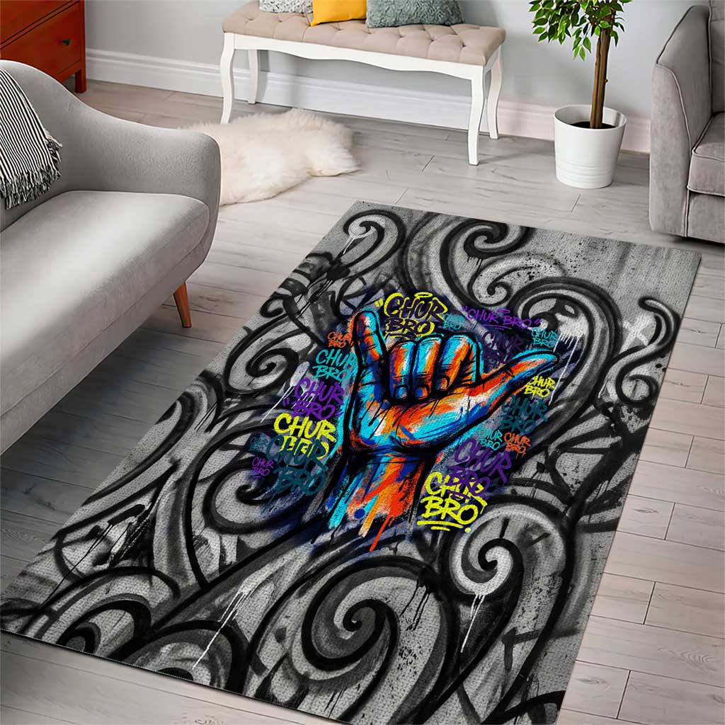 Chur Bro Shaka Sign Area Rug New Zealand Koru Colorful Graffiti Splash TS04 - Polynesian Pride
