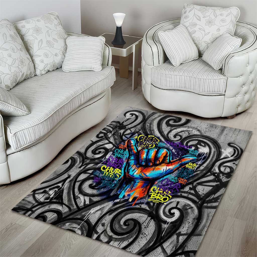 Chur Bro Shaka Sign Area Rug New Zealand Koru Colorful Graffiti Splash TS04 - Polynesian Pride