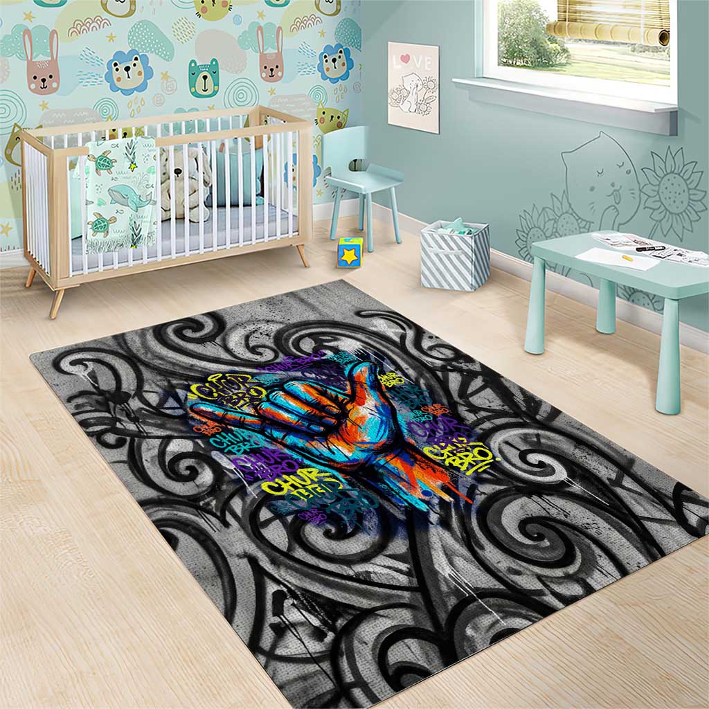 Chur Bro Shaka Sign Area Rug New Zealand Koru Colorful Graffiti Splash TS04 - Polynesian Pride