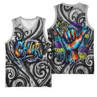 Chur Bro Shaka Sign Basketball Jersey New Zealand Koru Colorful Graffiti Splash TS04 - Polynesian Pride