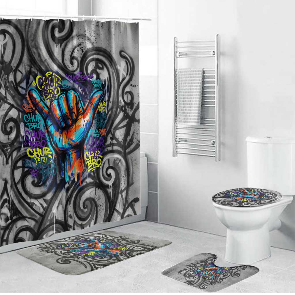 Chur Bro Shaka Sign Bathroom Set New Zealand Koru Colorful Graffiti Splash TS04 Bathroom Set (4 pcs) Multicolor - Polynesian Pride