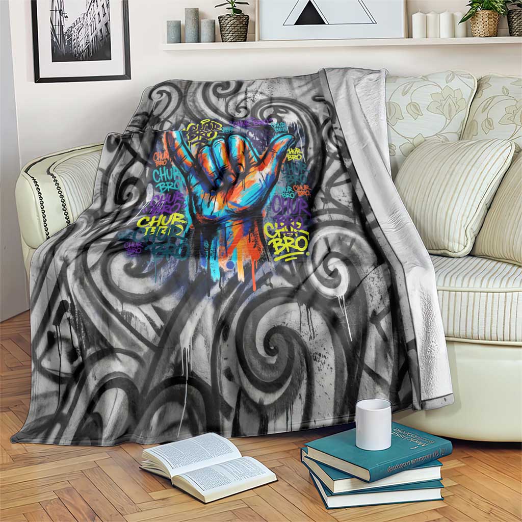 Chur Bro Shaka Sign Blanket New Zealand Koru Colorful Graffiti Splash TS04 Multicolor - Polynesian Pride