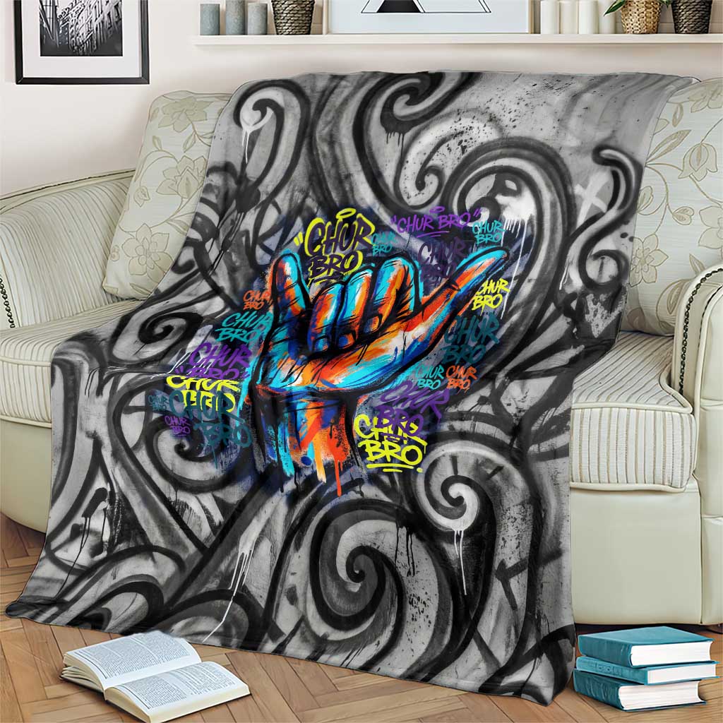 Chur Bro Shaka Sign Blanket New Zealand Koru Colorful Graffiti Splash TS04 - Polynesian Pride