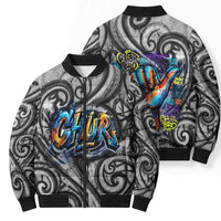 Chur Bro Shaka Sign Bomber Puffer Jacket New Zealand Koru Colorful Graffiti Splash TS04 - Polynesian Pride