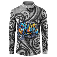Chur Bro Shaka Sign Button Sweatshirt New Zealand Koru Colorful Graffiti Splash TS04 Multicolor - Polynesian Pride