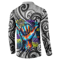 Chur Bro Shaka Sign Button Sweatshirt New Zealand Koru Colorful Graffiti Splash TS04 - Polynesian Pride