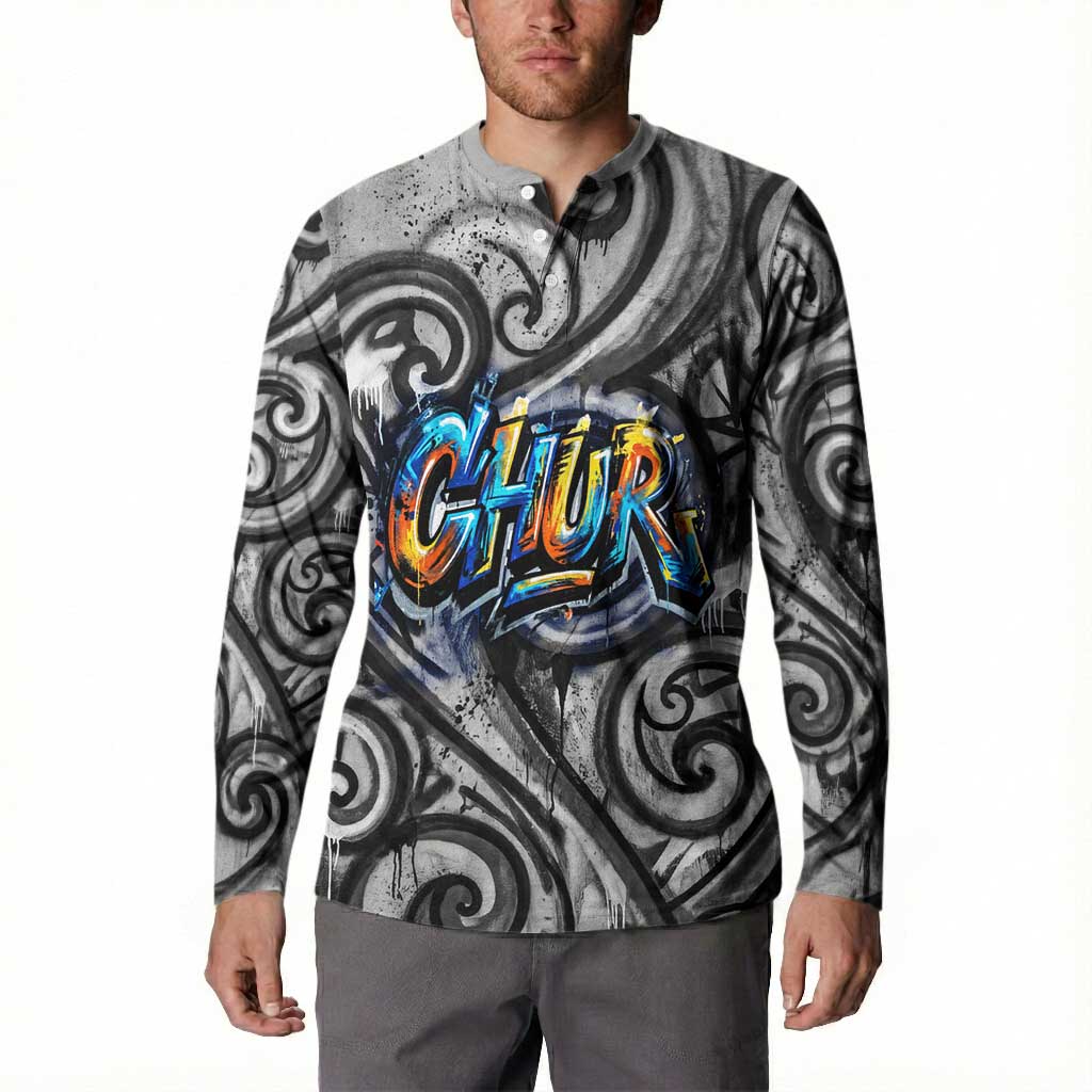 Chur Bro Shaka Sign Button Sweatshirt New Zealand Koru Colorful Graffiti Splash TS04 - Polynesian Pride
