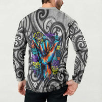 Chur Bro Shaka Sign Button Sweatshirt New Zealand Koru Colorful Graffiti Splash TS04 - Polynesian Pride