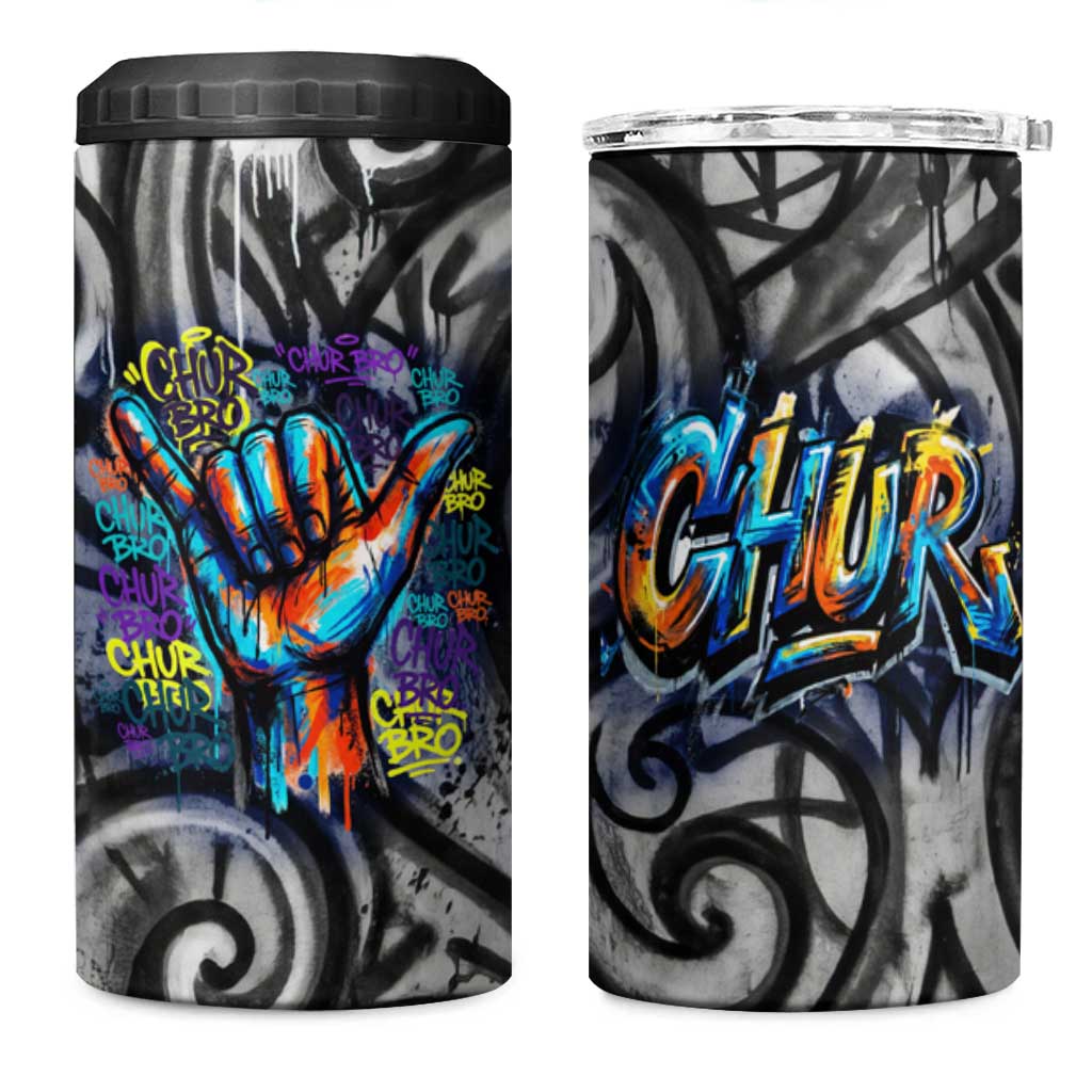 Chur Bro Shaka Sign 4 in 1 Can Cooler Tumbler New Zealand Koru Colorful Graffiti Splash TS04 One Size: 16 oz Multicolor - Polynesian Pride