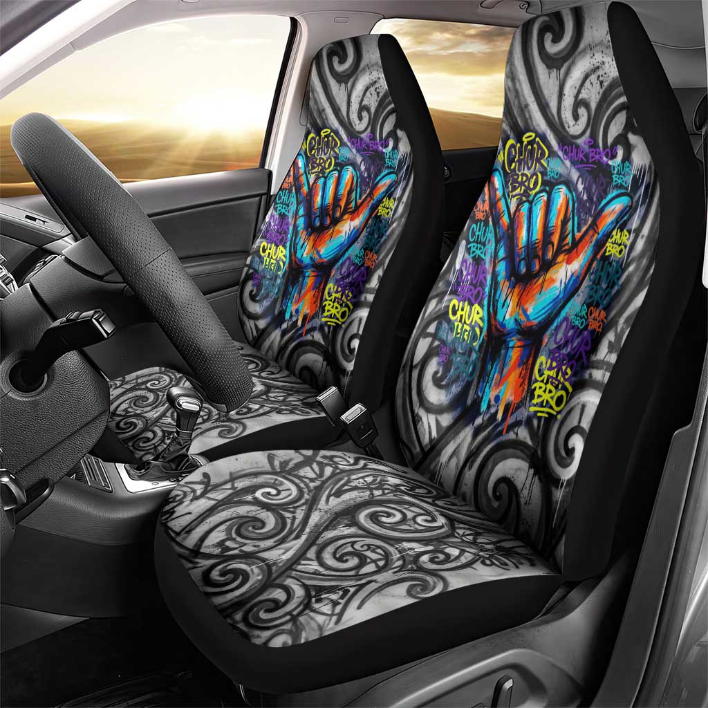 Chur Bro Shaka Sign Car Seat Cover New Zealand Koru Colorful Graffiti Splash TS04 - Polynesian Pride