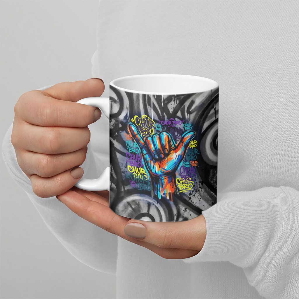 Chur Bro Shaka Sign Ceramic Mug New Zealand Koru Colorful Graffiti Splash TS04 - Polynesian Pride