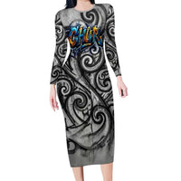 Chur Bro Shaka Sign Family Matching Long Sleeve Bodycon Dress and Hawaiian Shirt New Zealand Koru Colorful Graffiti Splash