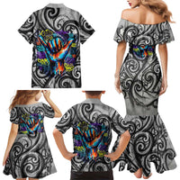 Chur Bro Shaka Sign Family Matching Mermaid Dress and Hawaiian Shirt New Zealand Koru Colorful Graffiti Splash