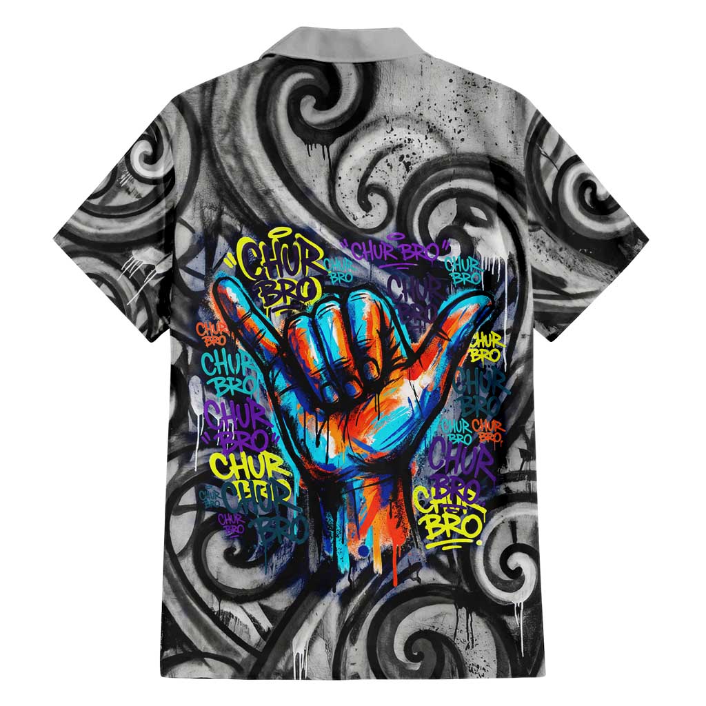 Chur Bro Shaka Sign Family Matching Off Shoulder Maxi Dress and Hawaiian Shirt New Zealand Koru Colorful Graffiti Splash