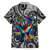 Chur Bro Shaka Sign Family Matching Off Shoulder Maxi Dress and Hawaiian Shirt New Zealand Koru Colorful Graffiti Splash