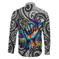 Chur Bro Shaka Sign Family Matching Off Shoulder Short Dress and Hawaiian Shirt New Zealand Koru Colorful Graffiti Splash