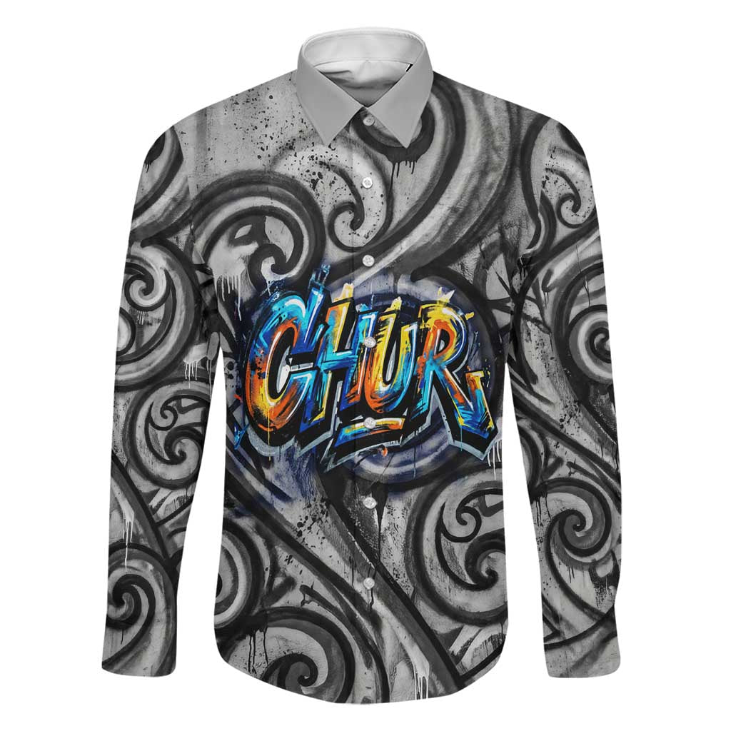 Chur Bro Shaka Sign Family Matching Summer Maxi Dress and Hawaiian Shirt New Zealand Koru Colorful Graffiti Splash
