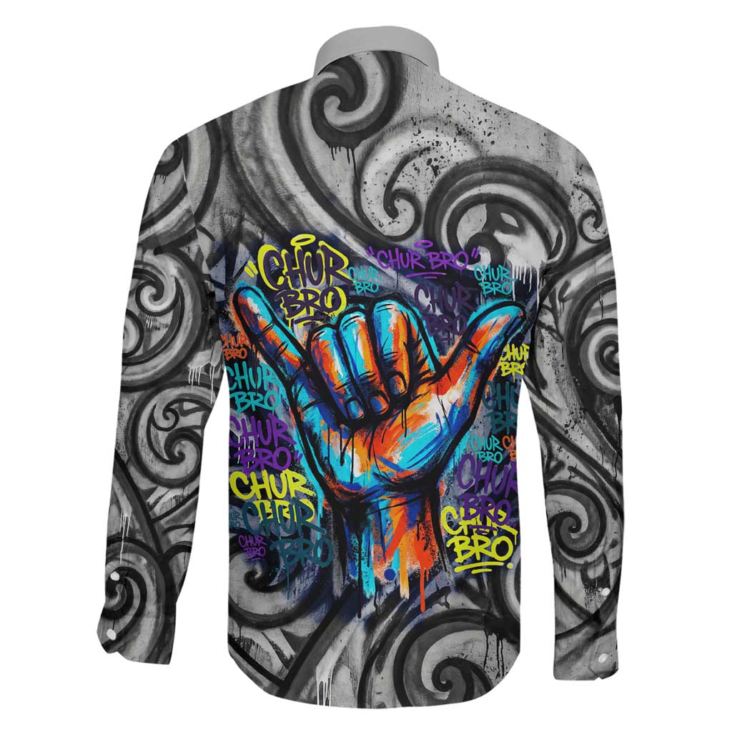 Chur Bro Shaka Sign Family Matching Summer Maxi Dress and Hawaiian Shirt New Zealand Koru Colorful Graffiti Splash