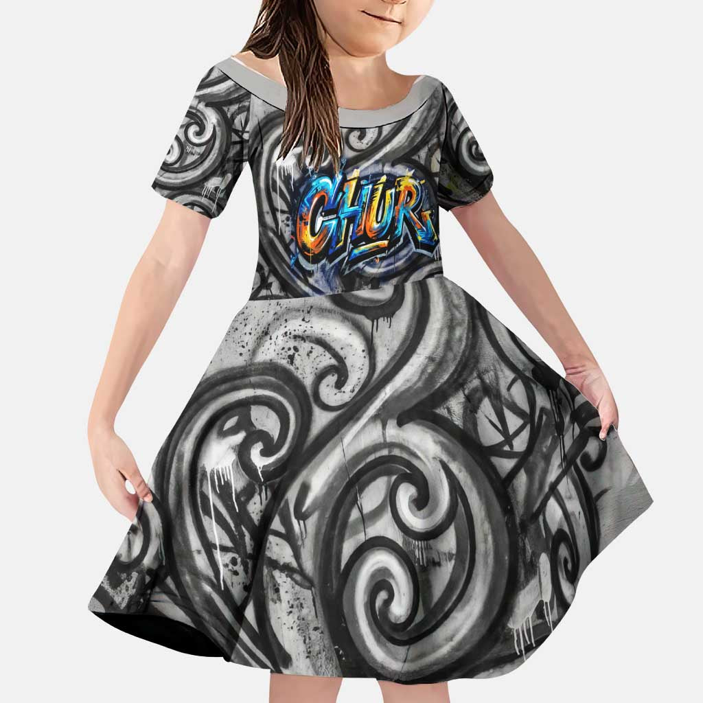 Chur Bro Shaka Sign Family Matching Tank Maxi Dress and Hawaiian Shirt New Zealand Koru Colorful Graffiti Splash